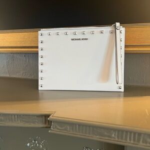 Michael Kors White Wristlet with Silver Stud Accents